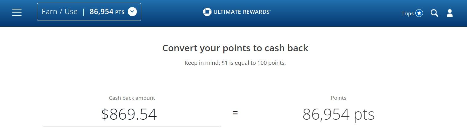 Chase points to cash back